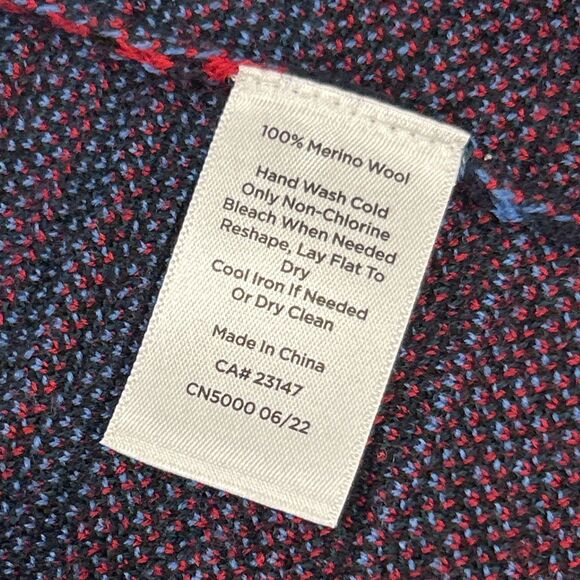 Talbots Sweater Cardigan Womens Medium Merino Wool Plaid Navy Red Career Office - Picture 3 of 5